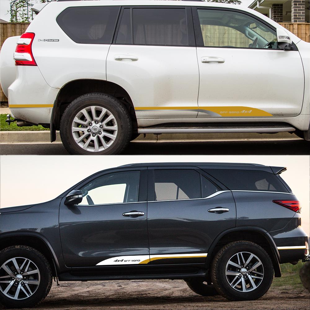 2PCS Car Side Door Stickers For Toyota FORTUNER 4x4 Off Road Cool Graphic Styling Tuning Auto Accessories Vinyl Film Decals