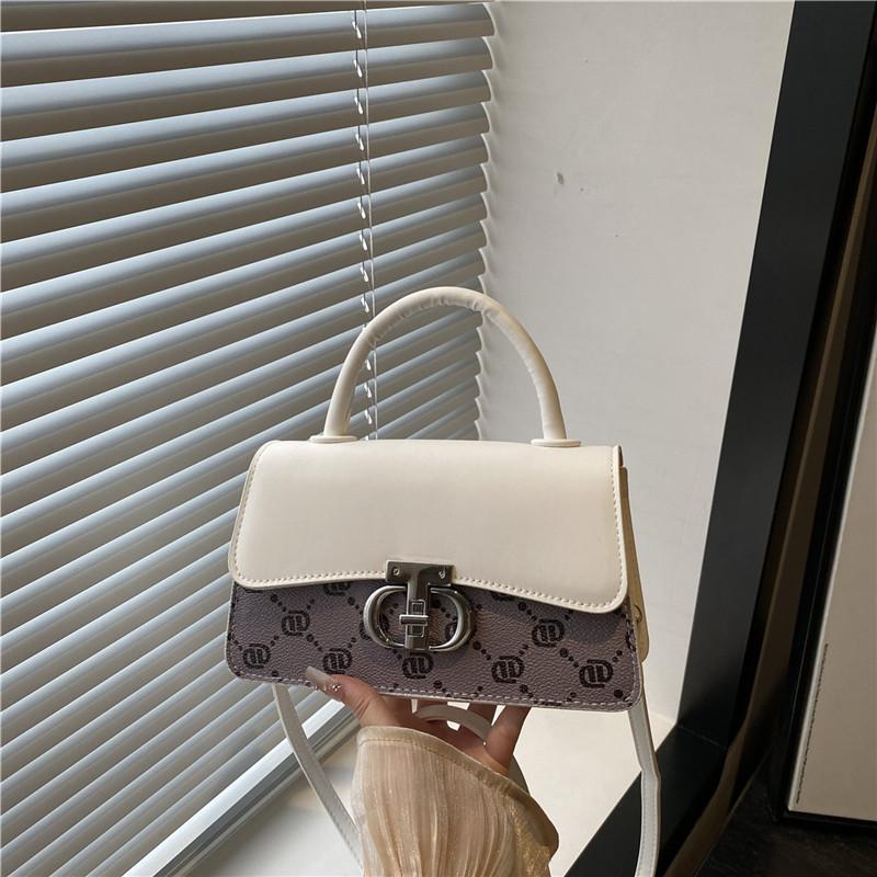 

Новая однотонная ретро женская темпераментная повседневная текстурная сумка-замок через плечо, маленькая квадратная сумка белый