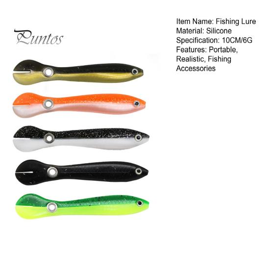 5Pcs 10CM/6G Soft Jumping Fish Lure Colorful Silicone Artificial Fishing Bait Saltwater Freshwater Bass Walleye Trout Fishing Accessories