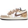 Air Jordan 1 Low Top Vintage Basketball Shoes GS White Brown DZ5368-201(Team4-)