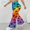 Women's Casual High Waist Flare Pants, Marble Print Streetwear Bell Bottom Trousers