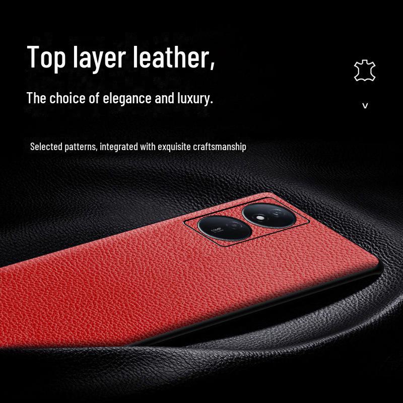 Honor Play 50 Rindsleder-Lederhülle mit Litschi-Muster - Schutzhülle für Play 50Plus