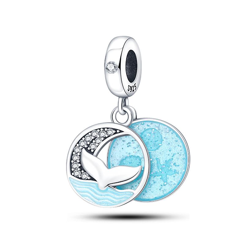 Summer 925  Silver Sailing Ship Lighthouse Luminous Ocean Series Charms Beads Fit Pan 925 Original Bracelets DIY Jewelry