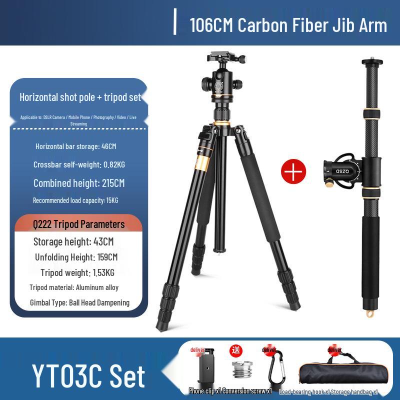 8 Lightweight Camera Overhead Shooting Bracket DSLR Tripod Extension Rod Set for Mirrorless or Mobile Horizontal Shooting
