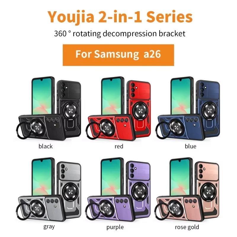 Luxury Magsafe Magnetic Wireless Charging Armor Case For Samsung Galaxy A26 Military Finger Ring Holder Protective Case
