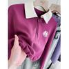 Women's 2025 Polo Collar Short Sweatshirt - Spring & Autumn Style, American Small Size