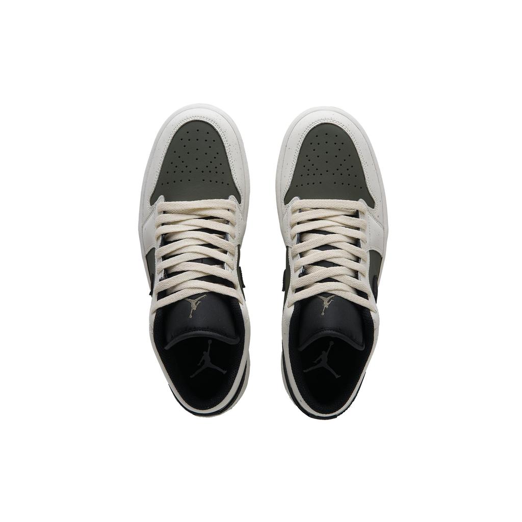Jordan Air Jordan 1 Panda Olive Low top Vintage Basketball Shoes Unisex Beige Green 553558-092(Team62-)