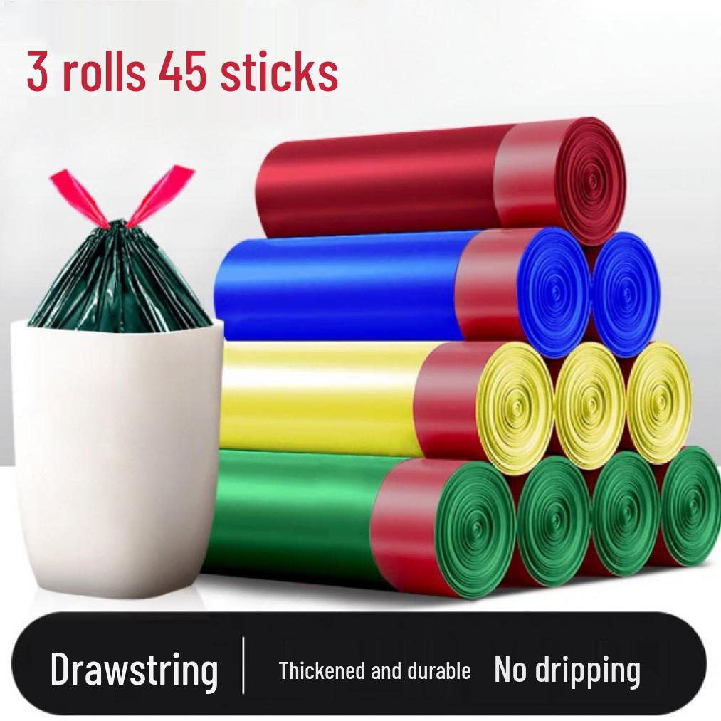 Extra Large Black Drawstring Kitchen Garbage Bags - Thickened, Automatic Closure for Home, Dorm, or Office