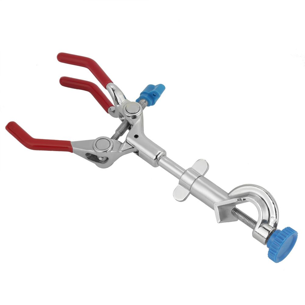 Adjustable Three Prong Swivel Flask Clamp Lab Test Tube Condenser Lab Holder