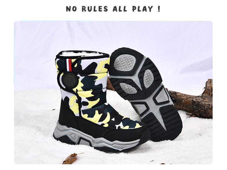 Botas de Neve de Camuflagem de Inverno para Crianças - Quentes, Algodão Acolchoado para Meninos e Meninas