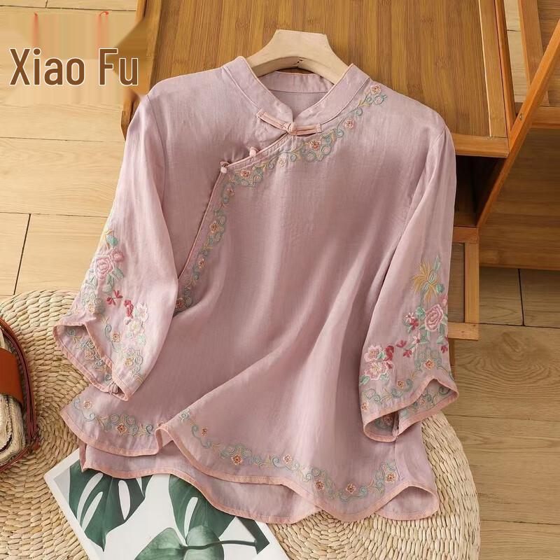 Elegantes Kurzarm-Oberteil im neuen chinesischen Stil für Damen