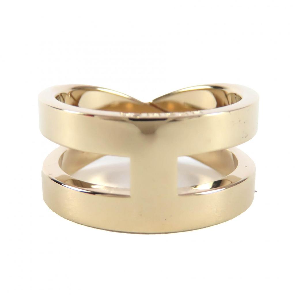 Ausgezeichneter HERMES Schalring Ryuban BIJOUTERIE FANTAISIE H-Motiv gold Damen Gebraucht