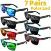 7Pairs Special Offer Square Polarized Sunglasses Anti Glare Sun Shades For Summer Party Vacation Travel Driving Fishing Glasses