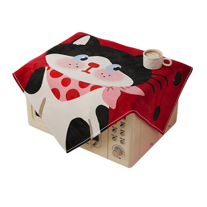 

1 шт. Ткань-чехол для микроволновой печи с принтом кошки и щенка, кухонный декор, милый пылезащитный чехол, мультяшный, жиронепроницаемый, 50*50 см 50*50CM