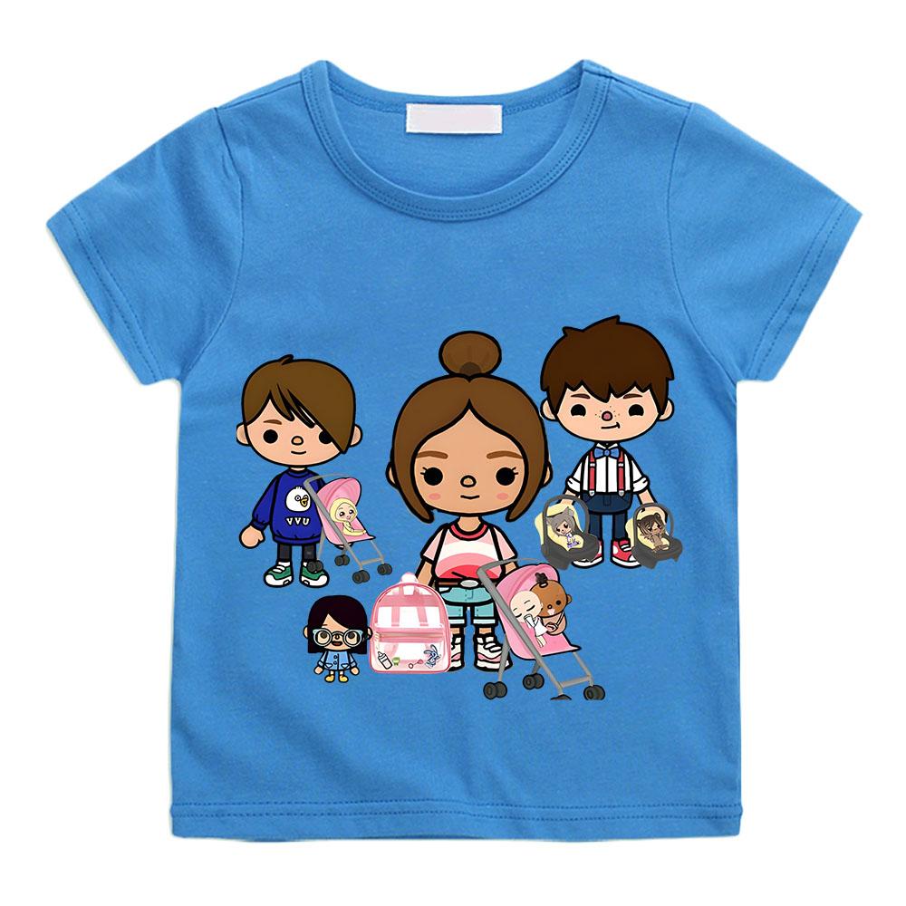 Cartoon Anime Toca Life World Print Kids T-Shirts Manga Baby Girls Clothes Boys Summer Short Sleeve T Shirt Children Tops Y2k