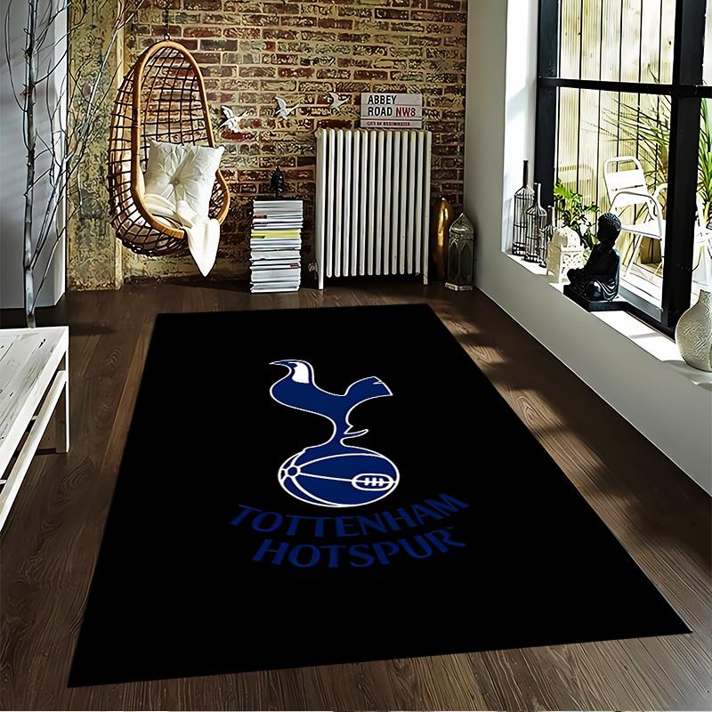 "Tottenham Hotspur Logo Printed Carpet Black Soft Floor Mat" Suitable for use as an anti-slip for living room bedroom sofas