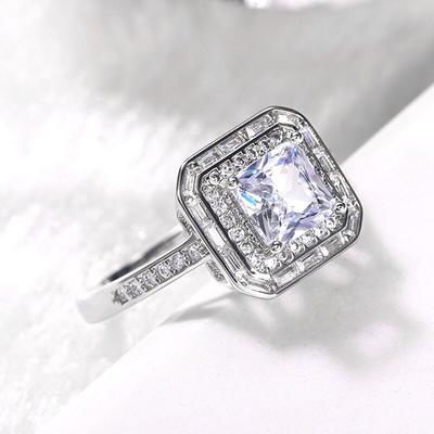 Fashion Contracted Square Princess Cut Zirconia Women's Rings Dazzling Versatile Accessories for Party Statement Rings