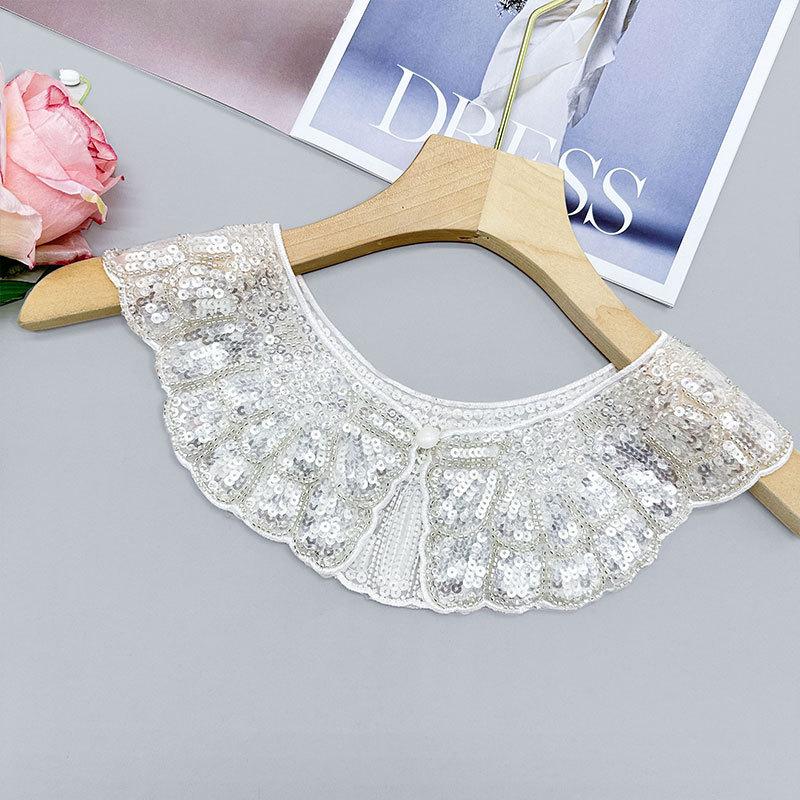 Perfect Match Pink Women Scarf Shawl Detachable Collar Tie Necklace Embroidery Lapel Fake False Collar Woman Lace Tie Neckwear Nep Kraagie