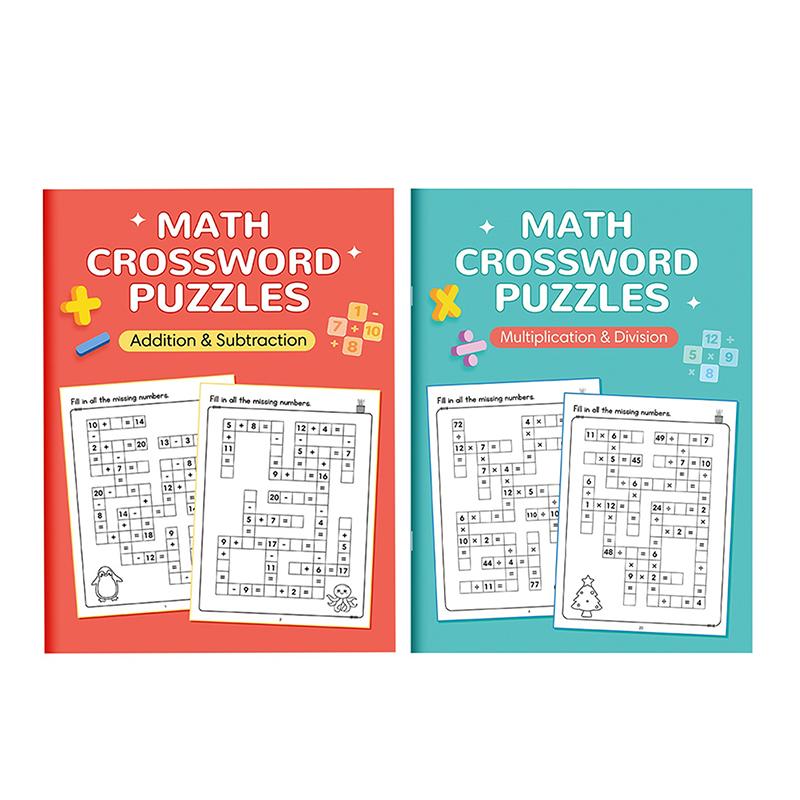 New Math Workbook Montessori For Kids Ages 5-8 Math CrossWord Puzzles Addition Subtraction Multiplication Division Criss Cross