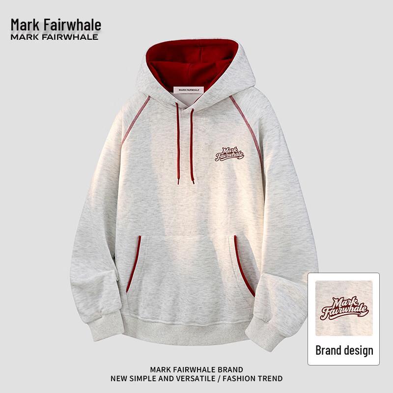 MARK FAIRWHALE American Style Color-Block Hooded Pullover Sweatshirt