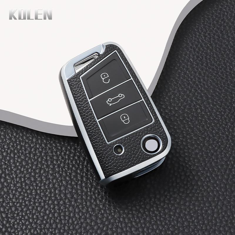 

Fashion Tpu Car Flip Key Case Cover For Vw Volkswagen Golf 7 Mk7 Tiguan Mk2 For Seat Ateca Leon Fr 2 Ibiza Skoda Octavia Keyless