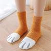 1 Pair Autumn Winter Coral Velvet Socks Cute Cat Claw Socks For Women Girls Middle Tube Thickened Sleep Socks Home Floor Socks