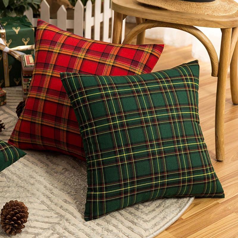 Scottish Plaid Pattern Pillowcase, Cushion Cover, Classic Cottage Outdoor Square Cushion Cover Suitable For Home Decoration In Living Room Sofas