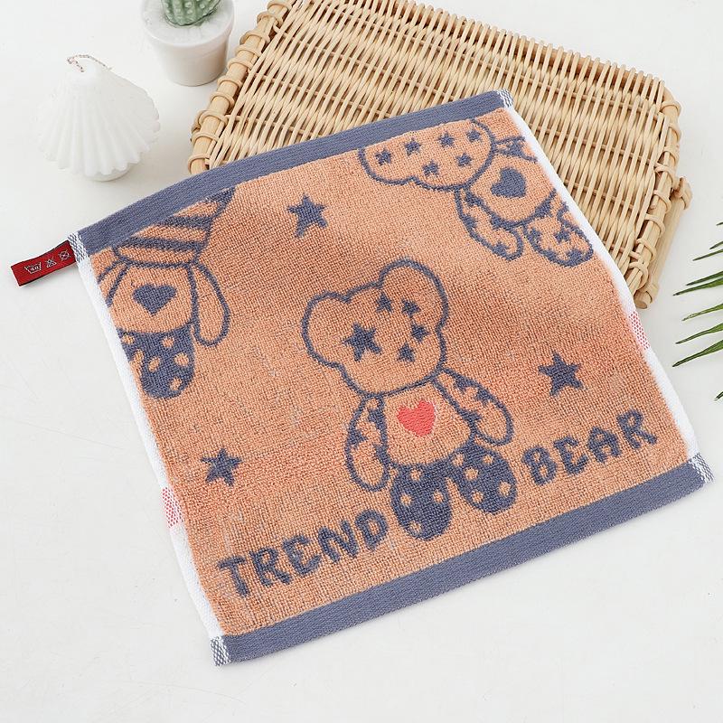 Cartoon Puppy Bear Quick-Drying Jacquard Hand Towel, 100% Cotton, 25x25 cm.