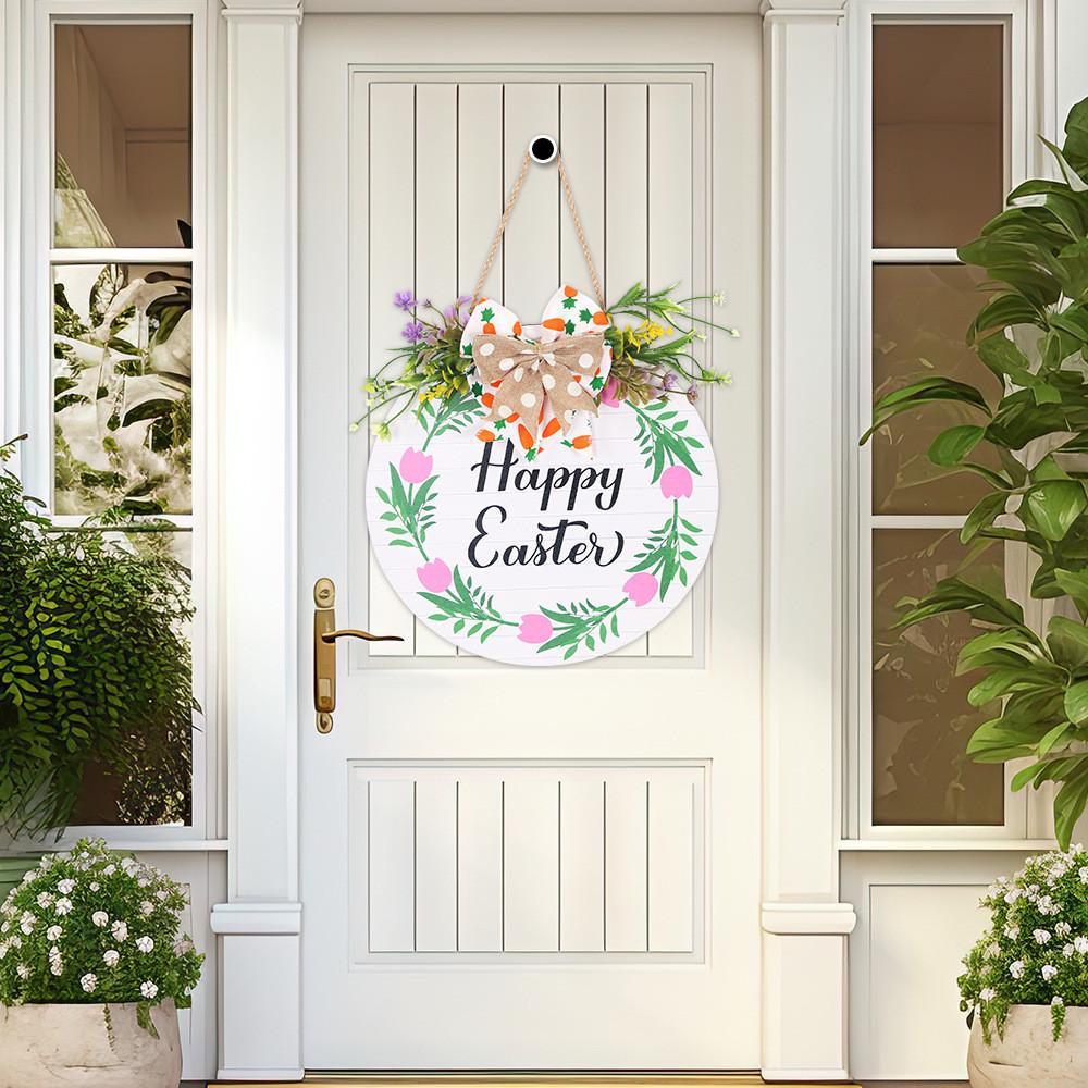 Cheerful Easter Wooden Decoration Sign With Beautiful Rabbit Artwork And Colorful Accents Egg