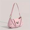 Y2K Style Sweet & Edgy Heart Decor Shoulder Bag for Women - Detachable Chain Strap, Zipper Closure, , Polyester Lining, Oil-Edged Finish