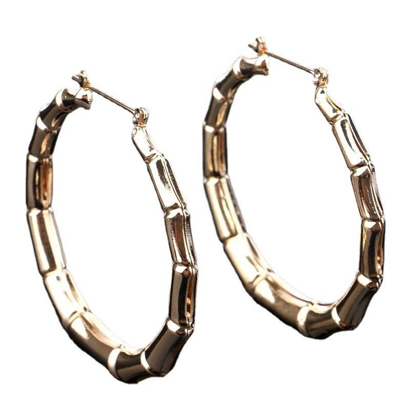 Classic cold wind board bamboo earrings punk street dance nightclub retro gold earrings factory