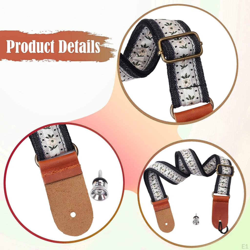 Ukulelengurt, verstellbare Länge 29,53''-50'', tragbarer Schultergurt mit Endstift für den Unterricht