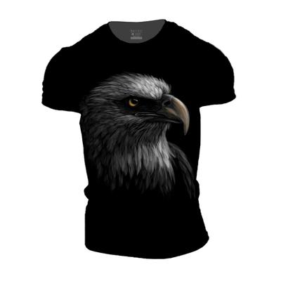 Camiseta negra para hombre, camiseta de Lobo León, estampado de tigre y águila, estampado de animales, ropa de calle de manga corta de gran tamaño, nuevas camisetas Vintage
