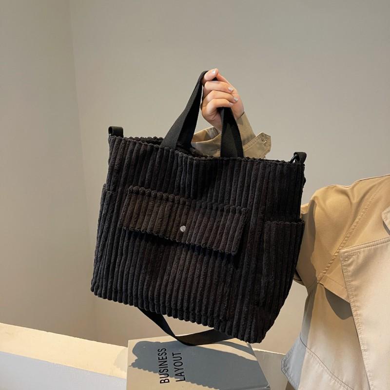 New Large-capacity Women's Tote Bag All-matching Corduroy Shoulder Commuting To Work Cross-body Fashionable Handbag