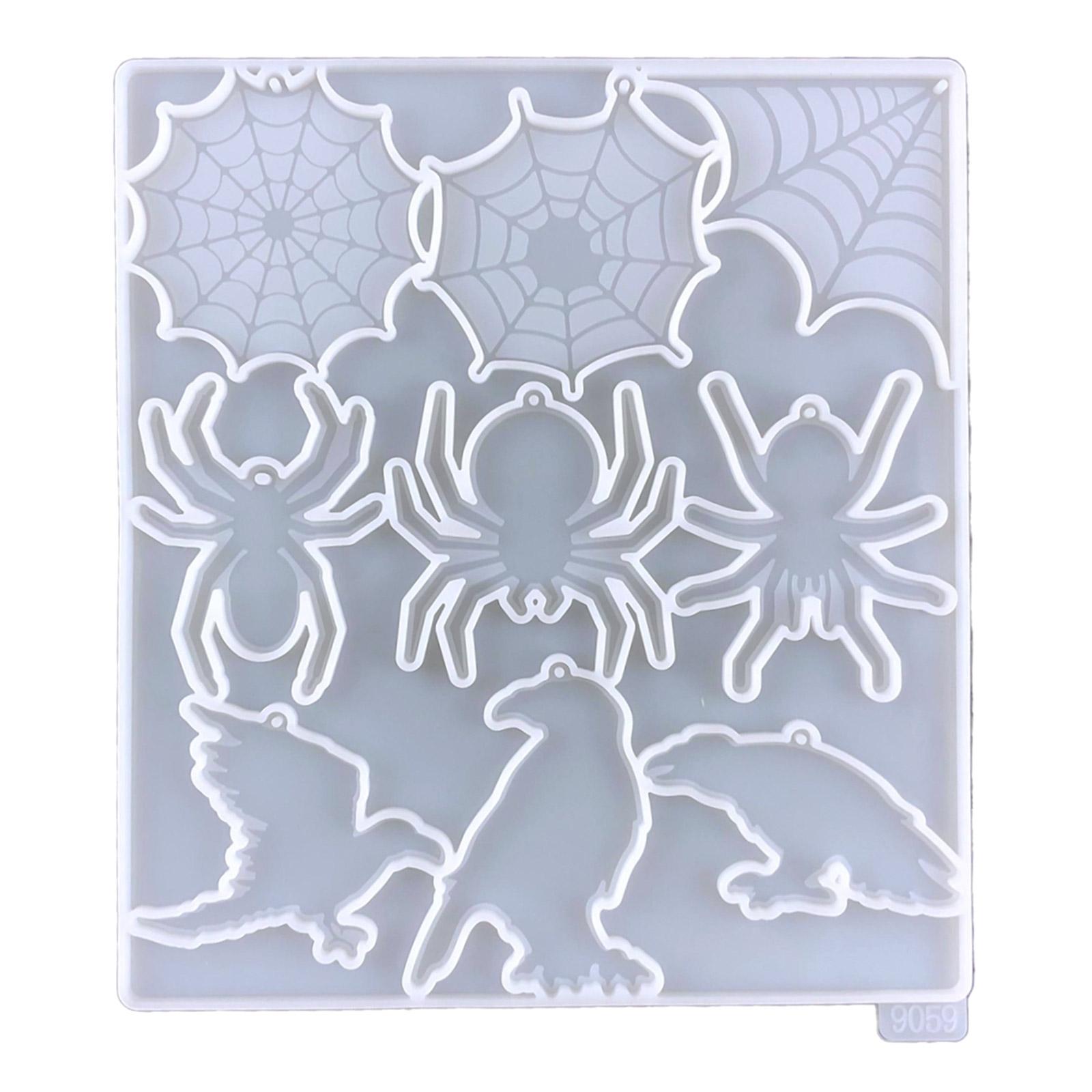DIY Semi-stereoscopic Halloween Keychain Silicone Spiders Mold DIY Ornaments Pendant Crafting Mould for Valentines Gift 1 чистый