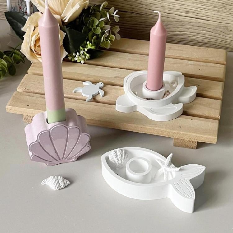 3Pcs Heat Resistant Candle Making Mould Shell Fish Turtles Silicone Designs Ideal for Handcraft Home Decoration Items