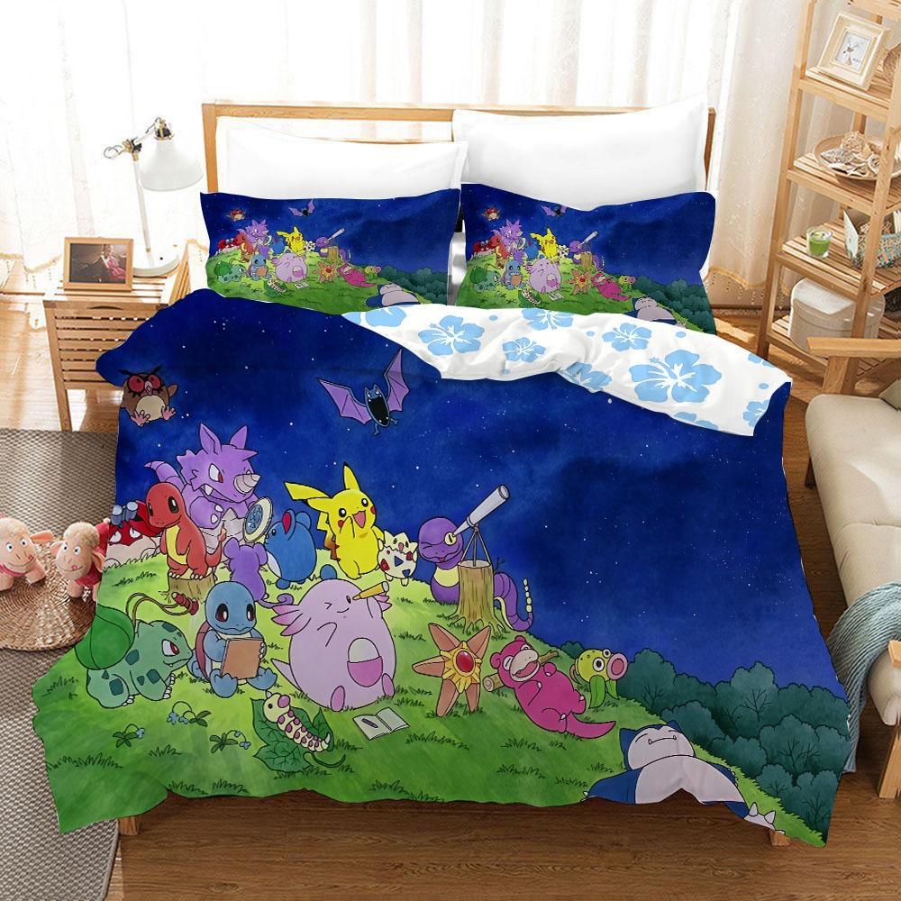 Duvet Cover Pillowcase Bedding Set Cartoon Pokemonzd Kawaii Adult Boy Girl Bedroom Decoration Children Single Double Large Size