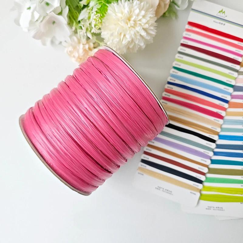 600M Raffia Strohgarn Häkelgarn für DIY Stricken Sommerstrohhut Handtaschen Kissen Handgeflochtenes Strohgarn