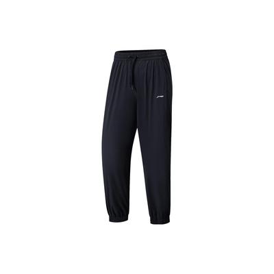 Li Ning Fitness Series Solid Color Reflective Quick-Dry Cool Loose Sports Pants Women Bottoms Black AYKT304-3