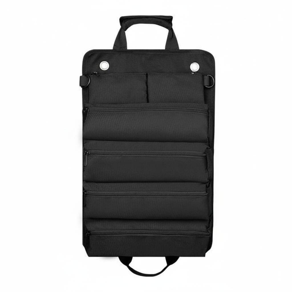 Canvas Tool Roll Portable Foldable Tool Bag Puncture Resistant Waterproof for Mechanics, Job Site