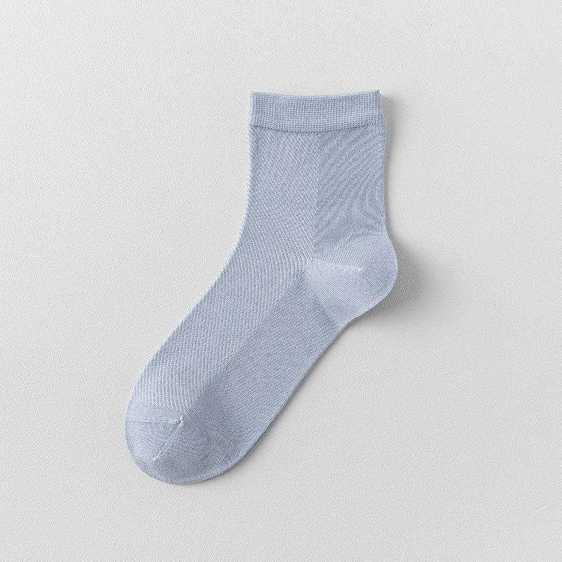 Female Spring and Summer Thin Leisure Pure Color All Build Sweat Absorption Breathable Mesh Moon Boneless Tube Socks