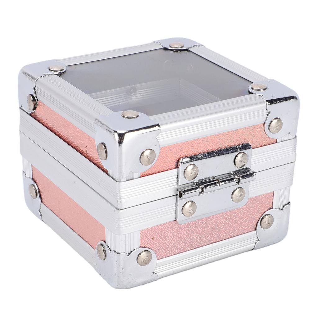 25 Holes Aluminum Alloy Nail Drill Bit Case with Foam Insert Transparent Cover Manicure Nail Drill Bit Holder