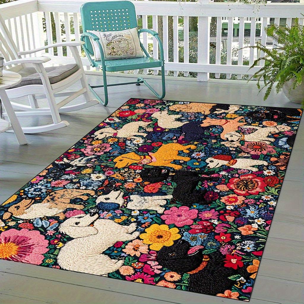 Cartoon Cute Puppy Garden Carpet Kitchen Rug Rich Doormat Winter Warm Welcome Mat Living Room Carpet Rug For Bedroom Home