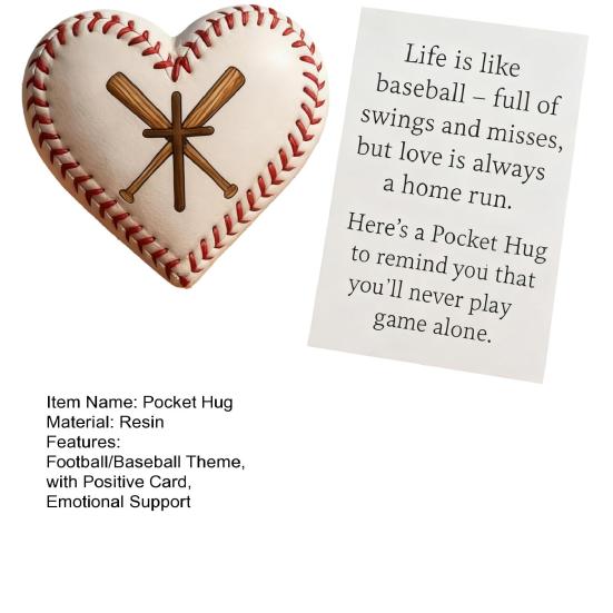 Láska Srdce Fotbal Kapesní Objetí s Pozitivní Kartou Emoční Podpora Srdce ve Tvaru Baseballu Kapesní Žeton Hráči Fanoušci Sběratelský Povzbuzující Dárek