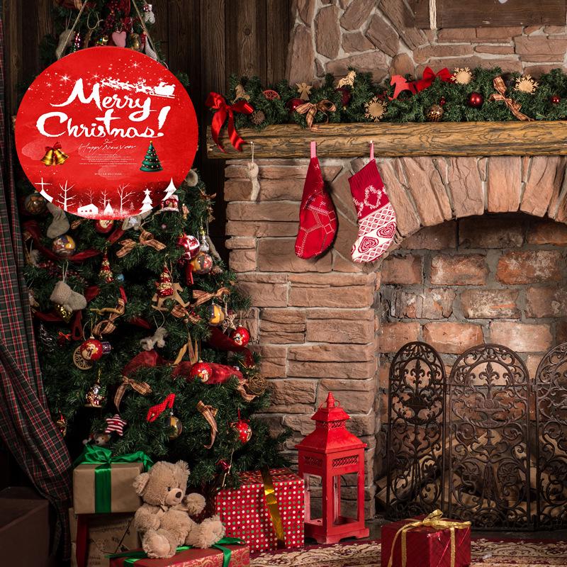 Christmas Wooden Hanging Welcome Sign - Dual-Use Decoration for Shop or Home