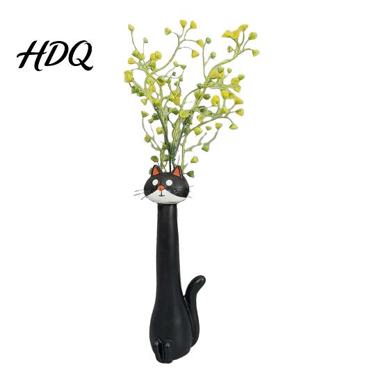 Resin Cat Vase Handcrafted Quirky Whimsical Shaped Flower for Flowers Pampas Lover Grass Funny Kitty Ornament Home Office Shelf Decor Gifts