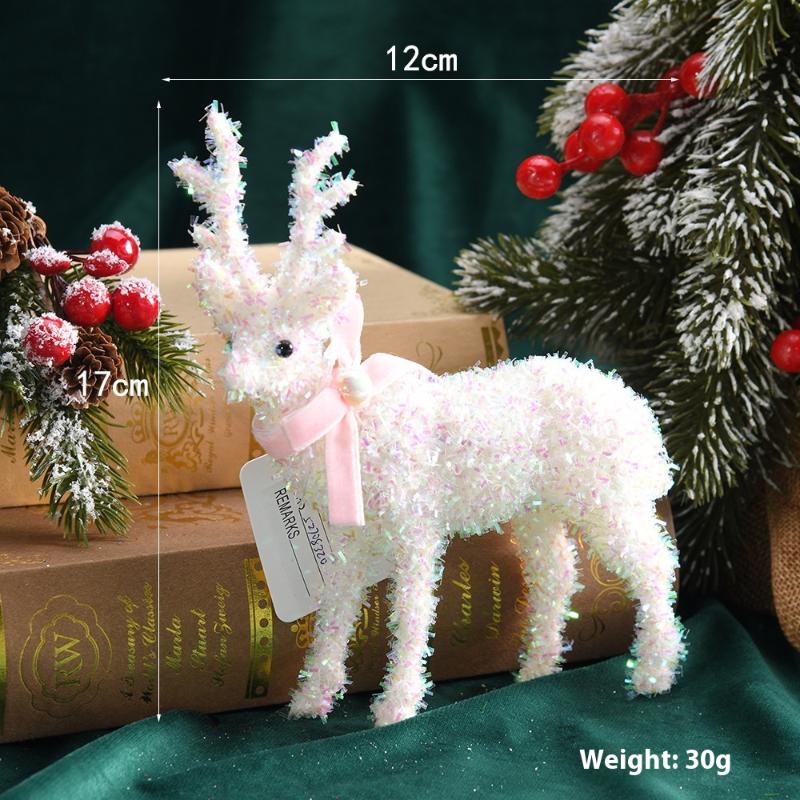 

1 Pc Christmas Reindeer Deer Ornaments Decorations House Tabletop Decor Hanging Baubles Flocking Mini Deer Pendant Elk Cloth