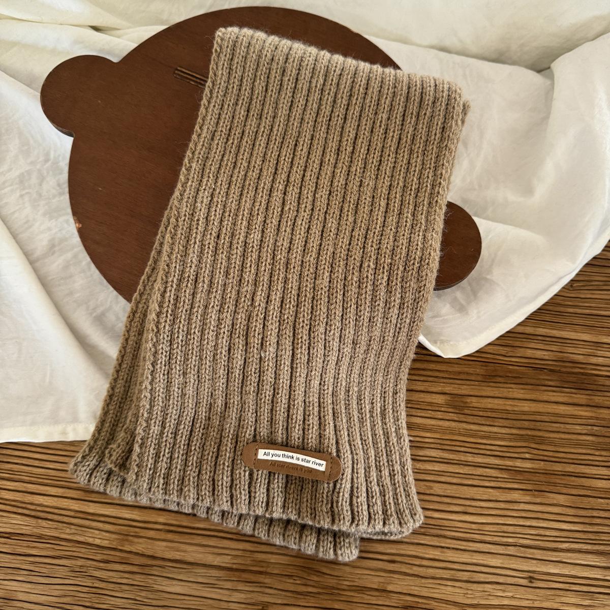 Новый корейский детский шарф Зимняя мода Вязаный Ins Универсальный Для мальчиков и девочек Шерстяной детский шарф Оптом хаки