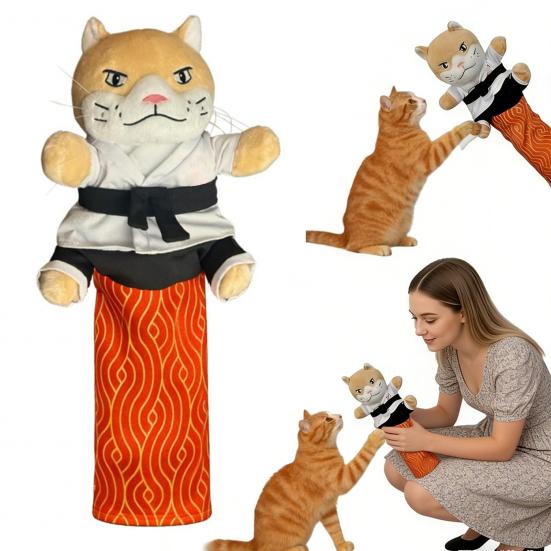 Kočka Karate Loutka Interaktivní Hračka pro Kočky Zápasnická Loutka s Ochranným Rukávem na Předloktí Měkká Hračka na Kousání do Ruky pro Kočky Koťata Cvičení