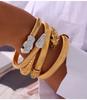 18K Gold Plated Zirconia Inlaid Titanium Steel Snake Head Tail Chain Bracelet